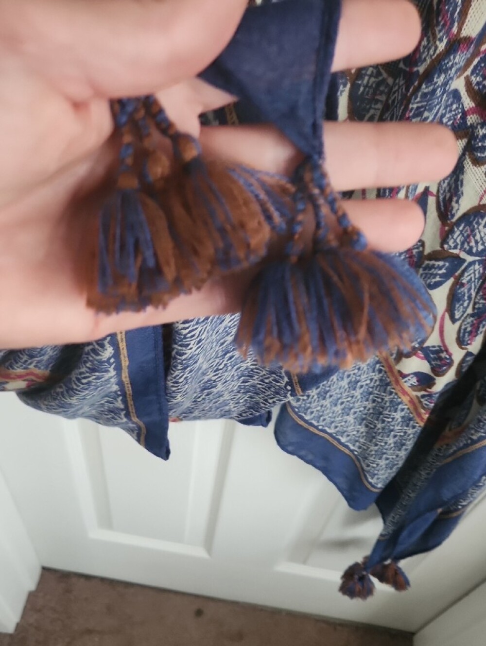 Blue Floral Lightweight Women's Kimono Wrap - Picture 3 of 5